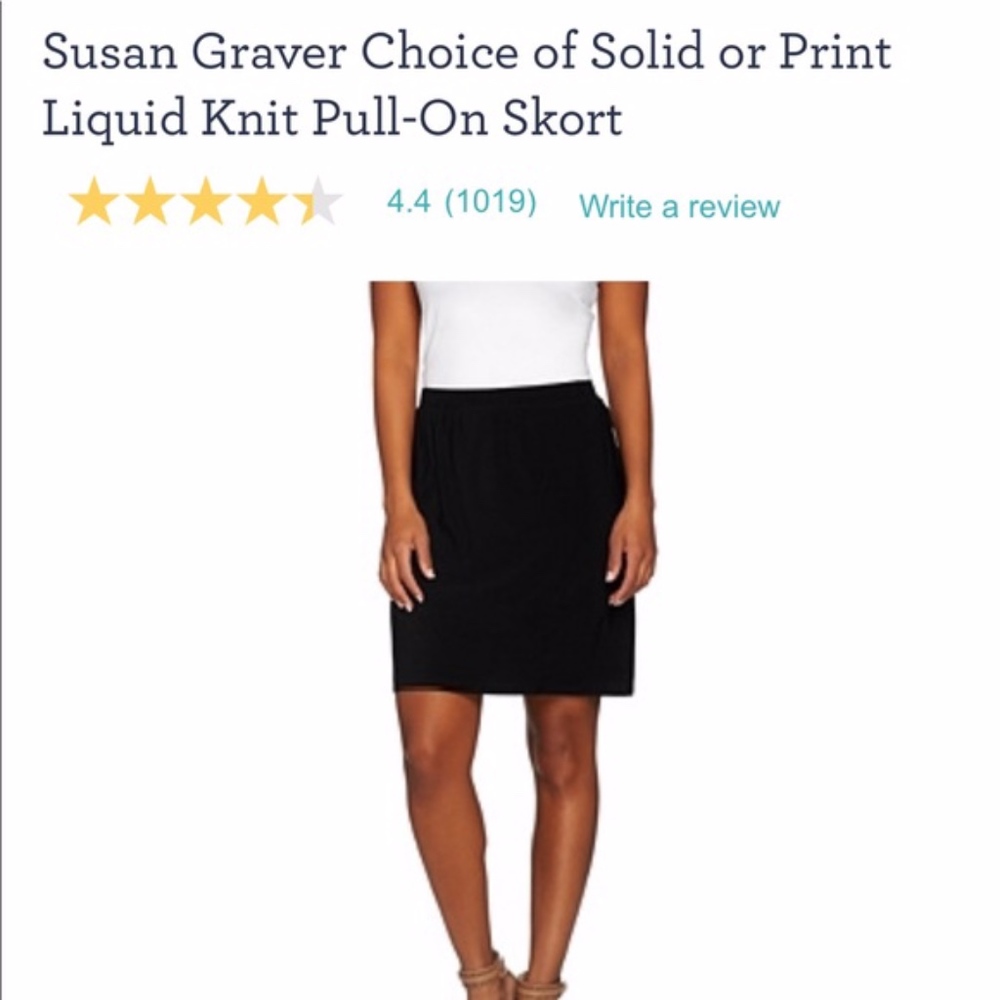 Susan Graver Liquid Knit Pull-On SKORT Black. XXS